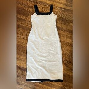 Linen Blend Squareneck Column Midi Dress